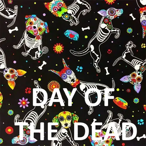 male dog belly bands day of the dead - BellyBands.net Day of the Dead print fabric for male dog housebreaking belly bands.