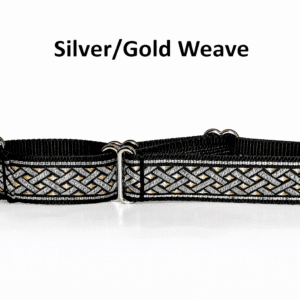 Silver Gold Weave Martingale Dog Collar