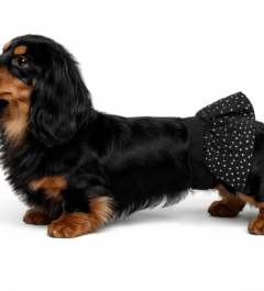 Dachshund in girl dog belly band